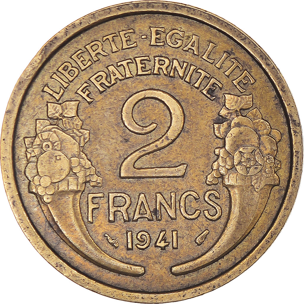 Moneda, Francia, Morlon, 2 Francs, 1941, MBC+, Aluminio - bronce, KM:886