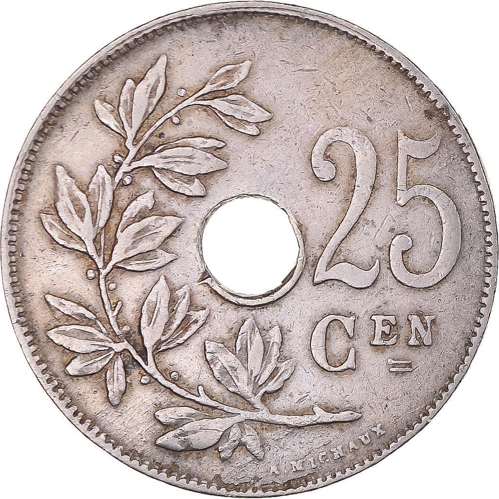 Moneta, Belgio, 25 Centimes, 1922, MB+, Rame-nichel, KM:69