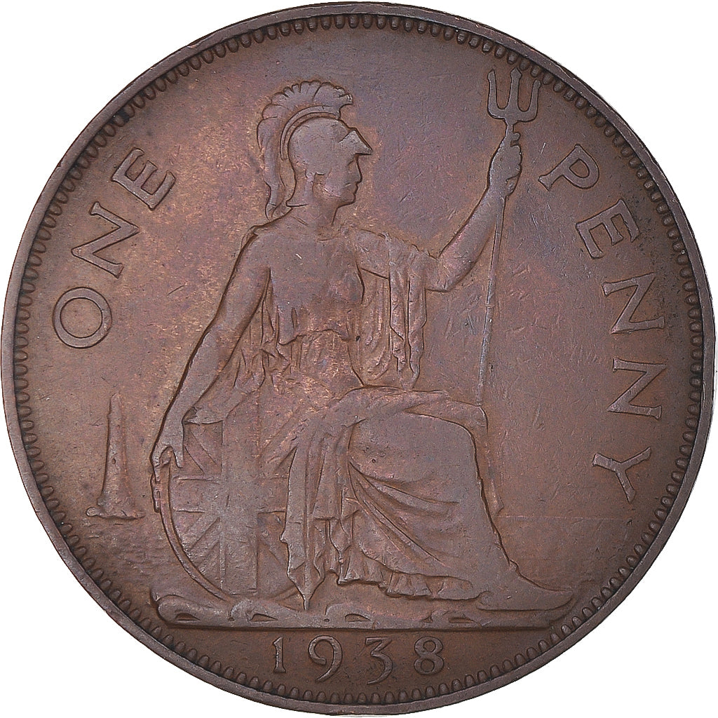 Coin, Great Britain, George VI, Penny, 1938, VF(30-35), Bronze, KM:845