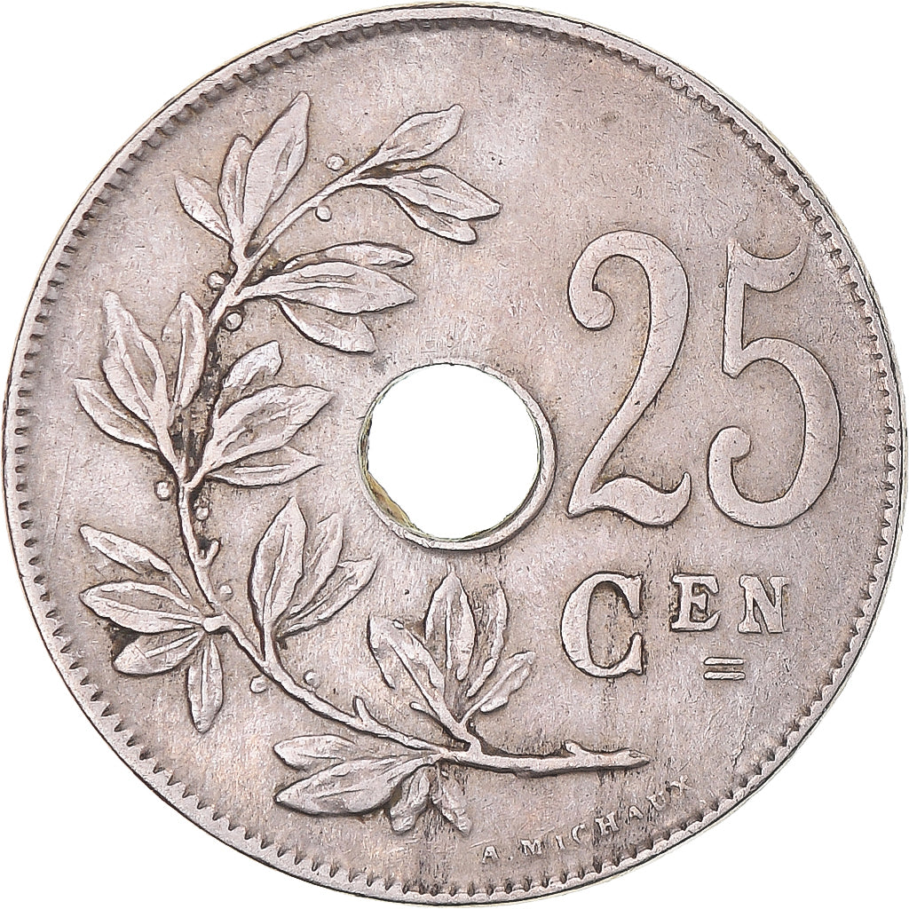 Moneta, Belgio, 25 Centimes, 1921, MB+, Rame-nichel, KM:69
