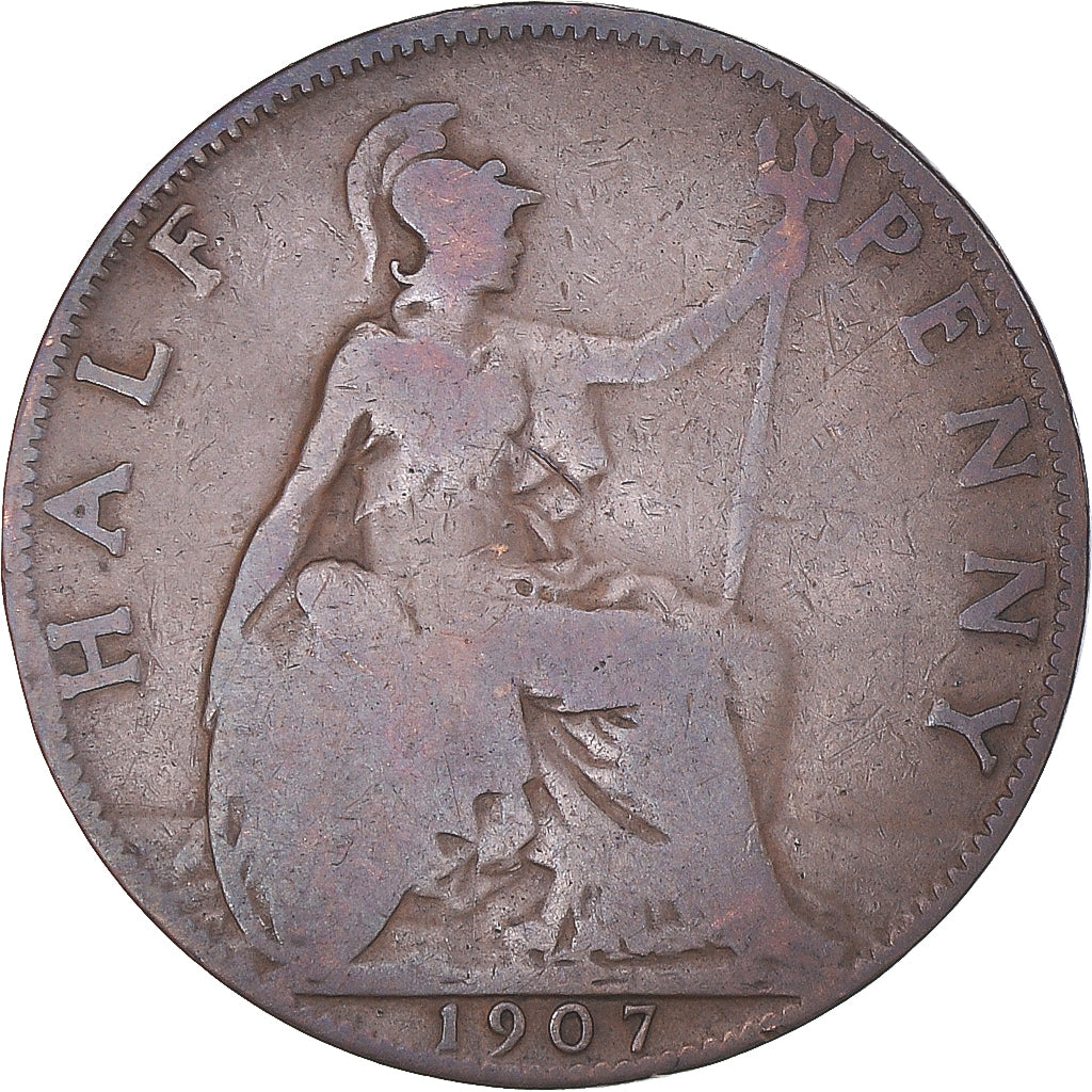 Coin, Great Britain, Edward VII, 1/2 Penny, 1907, F(12-15), Bronze, KM:793.2