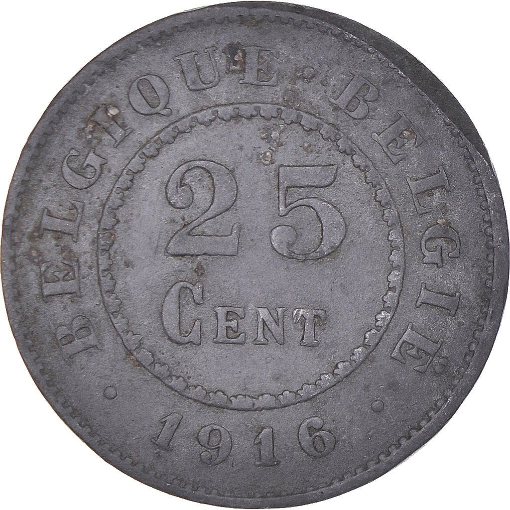 Monnaie, Belgique, 25 Centimes, 1916, TTB, Zinc, KM:82