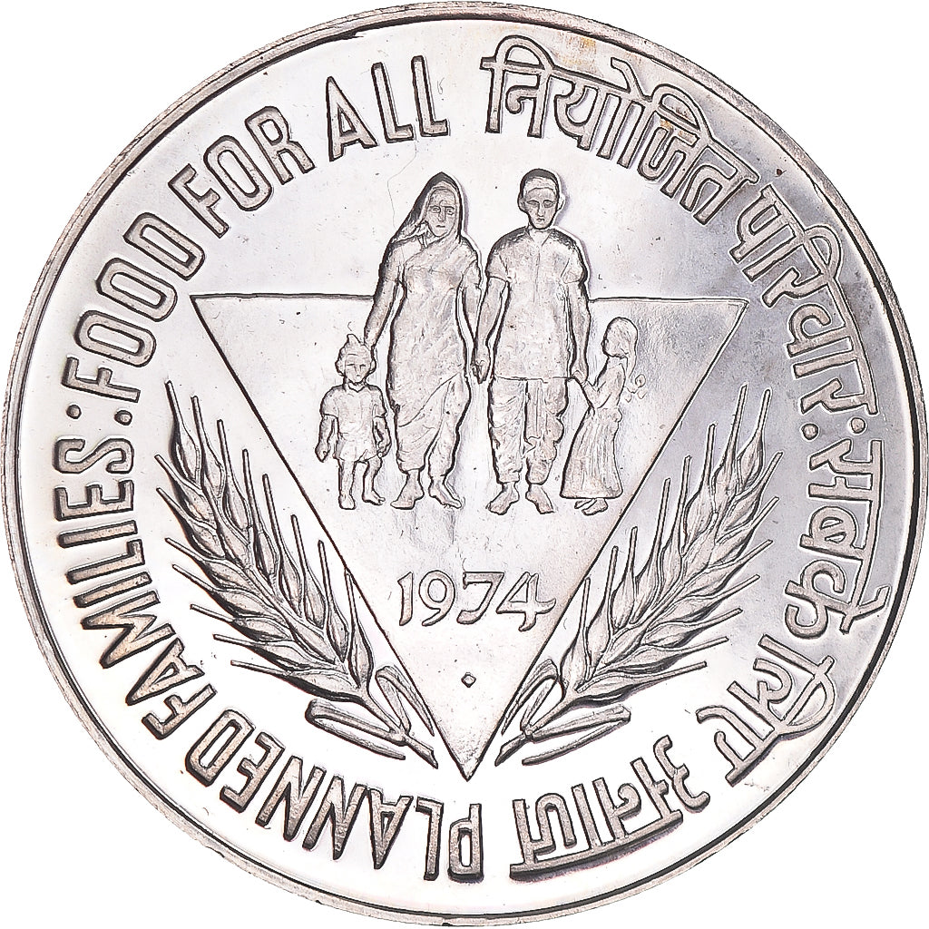 Monnaie, République d'Inde, 50 Rupees, 1974, Mumbai, Bombay, SUP+, Argent