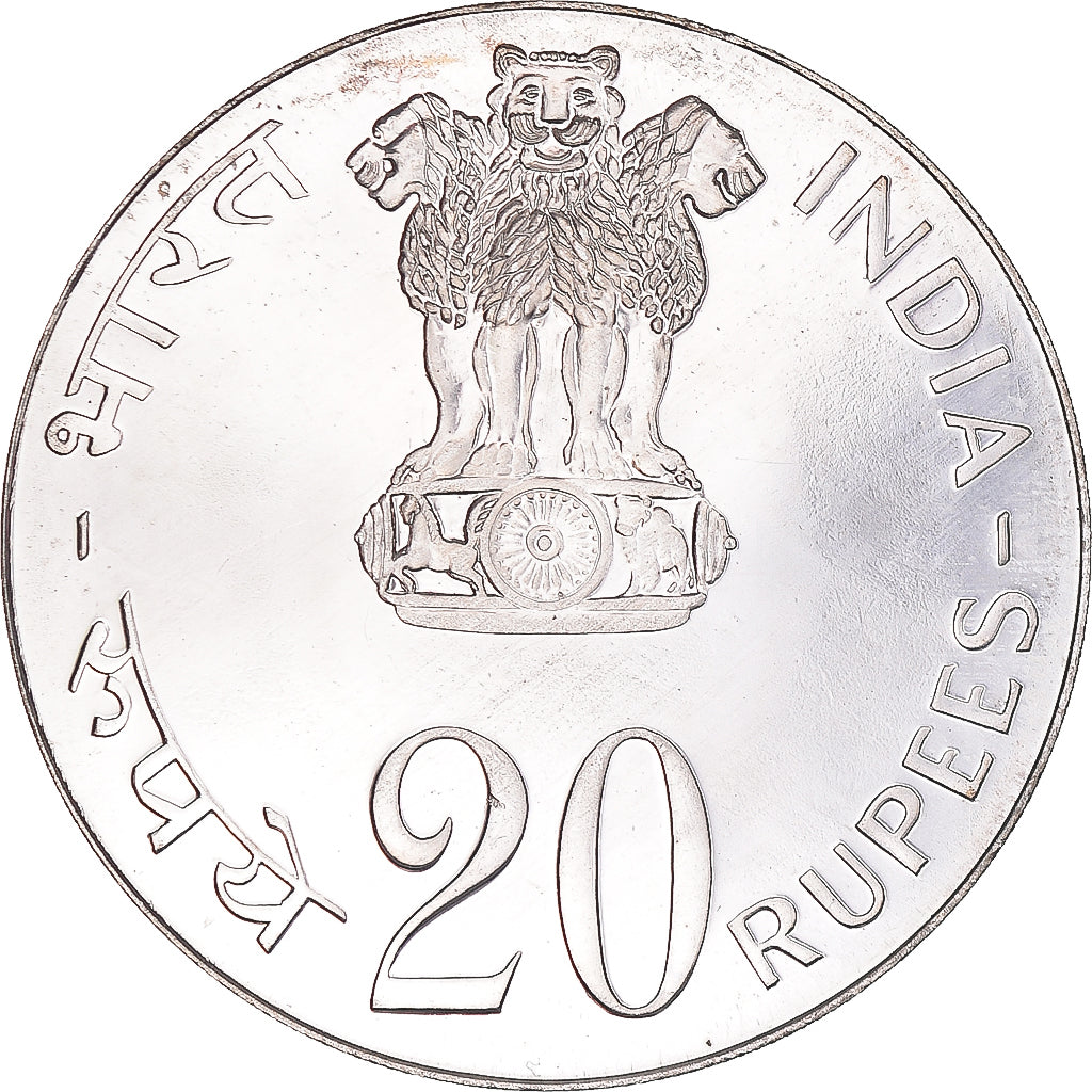 Coin, INDIA-REPUBLIC, 20 Rupees, 1973, Mumbai, Bombay, MS(63), Silver, KM:240