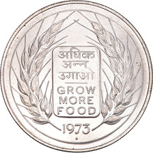 Moeda, ÍNDIA - REPÚBLICA, 10 Rupees, 1973, Mumbai, Bombay, MS(63), Prata