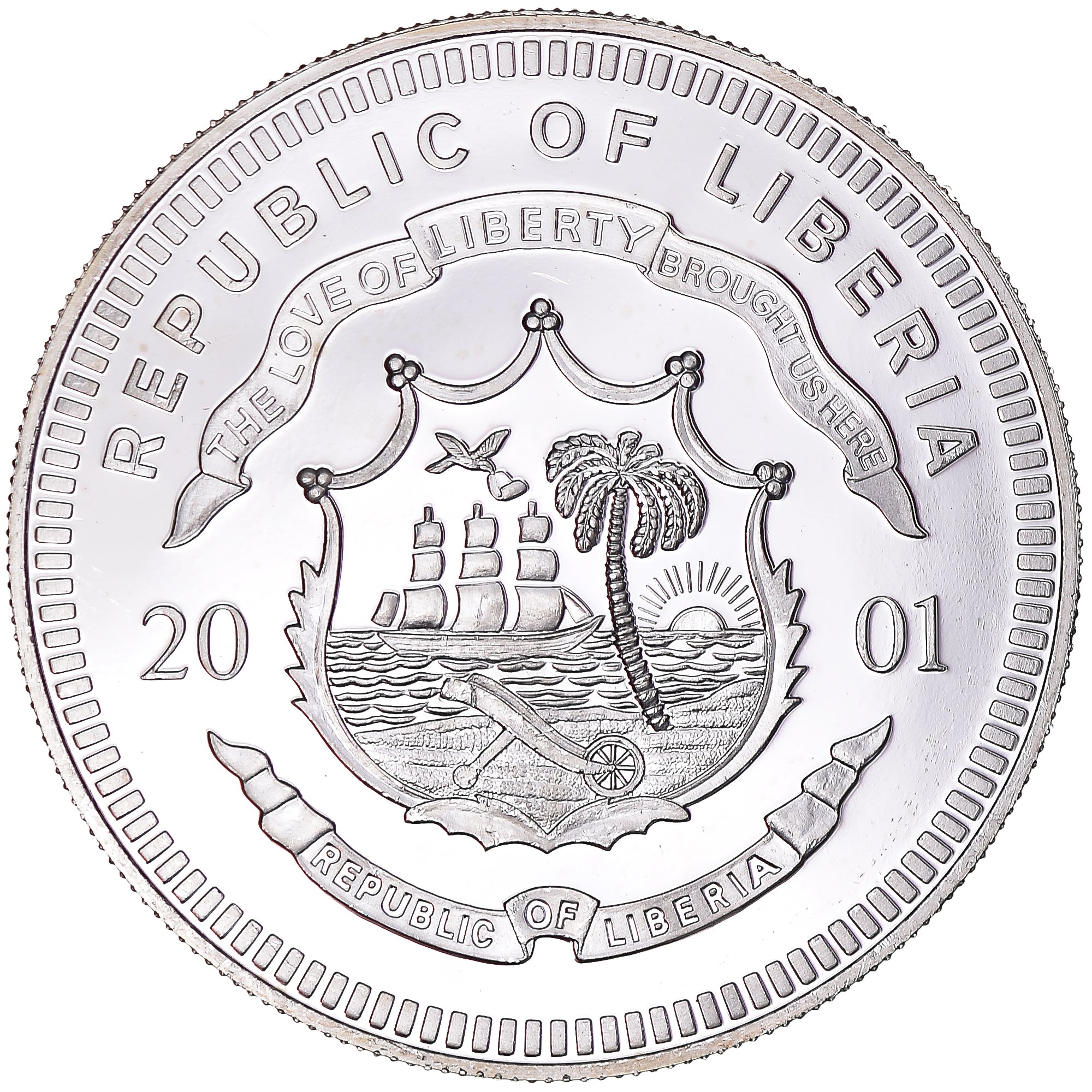 Coin, Liberia, 20 Dollars, 2001, Portugal, MS(63), Silver