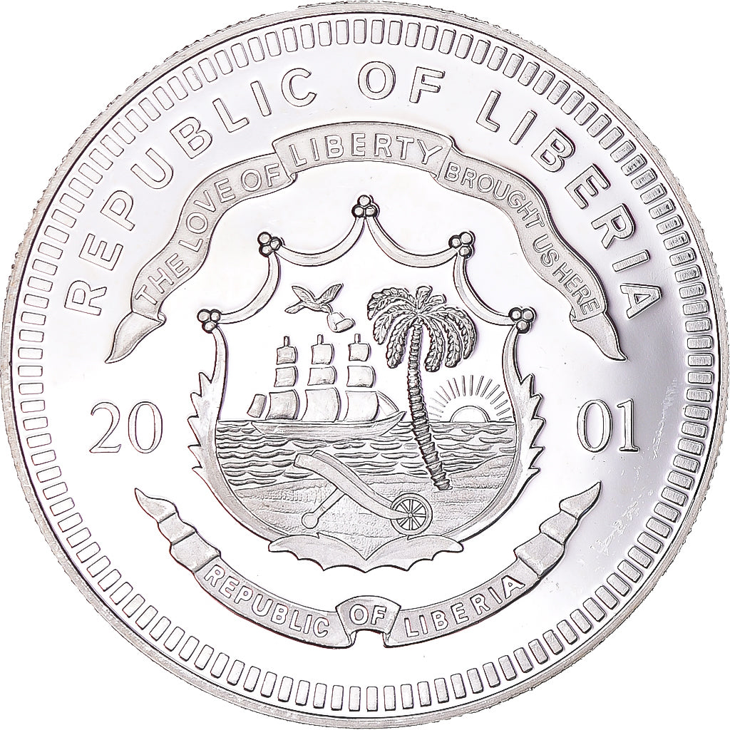 Monnaie, Libéria, 20 Dollars, 2001, Belgium, SPL, Argent