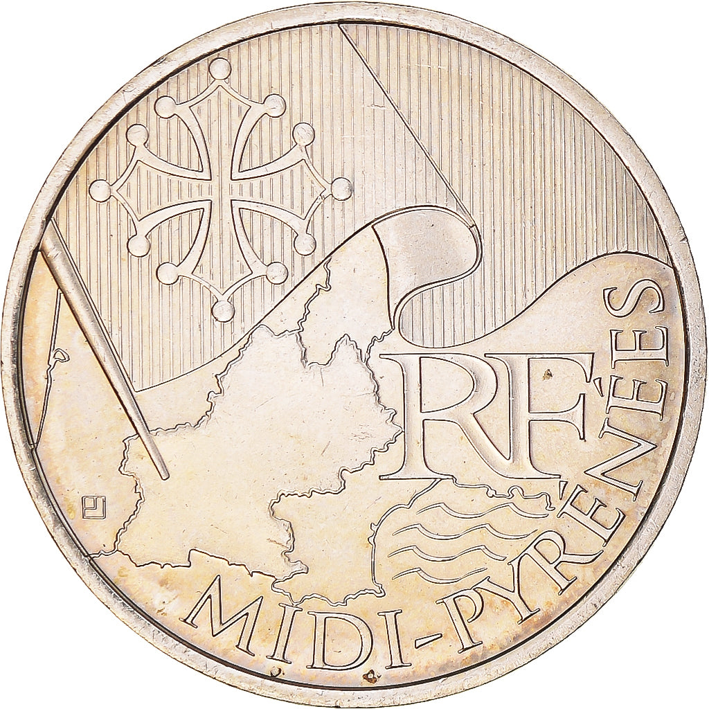 France, 10 Euro, Midi-Pyrénées, 2010, Paris, MS(60-62), Silver, KM:1663