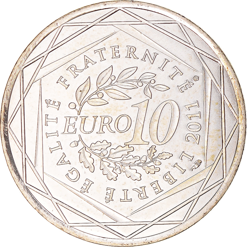 France, 10 Euro, 2011, Paris, Bretagne, MS(60-62), Silver, KM:1730