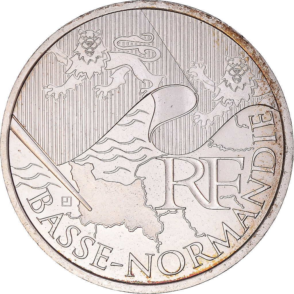 France, 10 Euro, Basse Normandie, 2010, Paris, MS(63), Silver, KM:1647