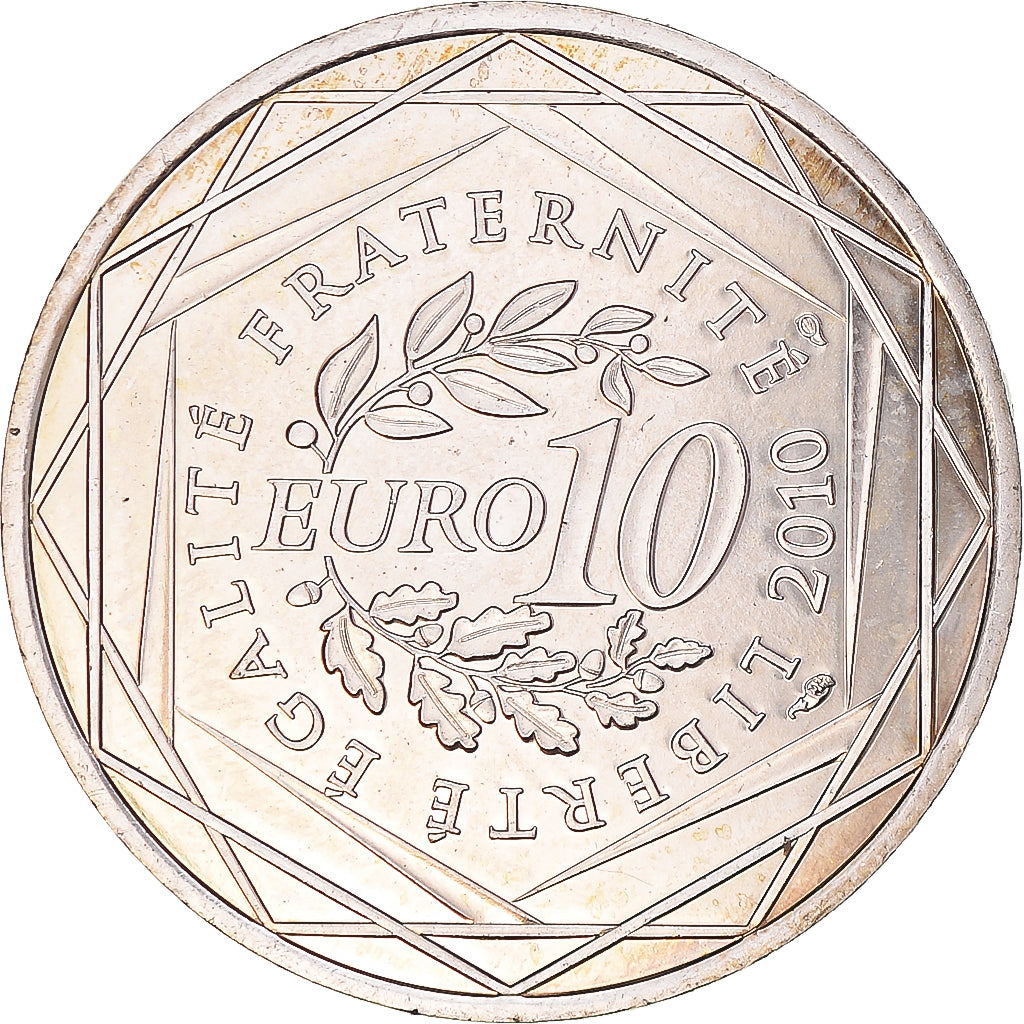 France, 10 Euro, Rhône Alpes, 2010, MS(60-62), Silver