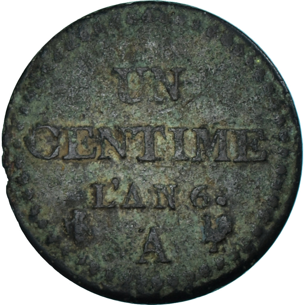 Moneta, Francia, Dupré, Centime, AN 6, Paris, MB, Bronzo, KM:646, Gadoury:76