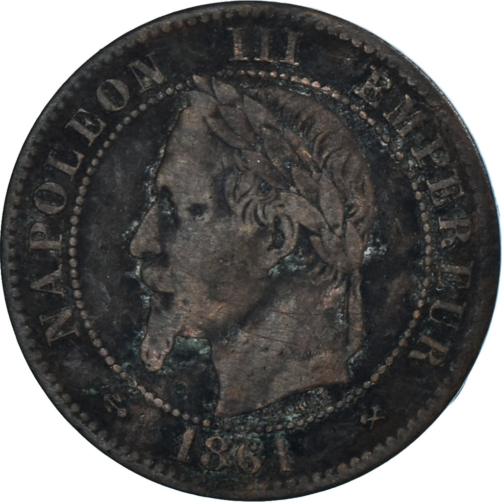 Moneda, Francia, Napoleon III, Napoléon III, 2 Centimes, 1861, Bordeaux, BC+