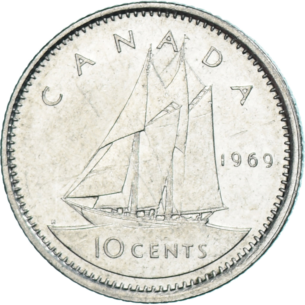 Moeda, Canadá, Elizabeth II, 10 Cents, 1969, Royal Canadian Mint, Ottawa