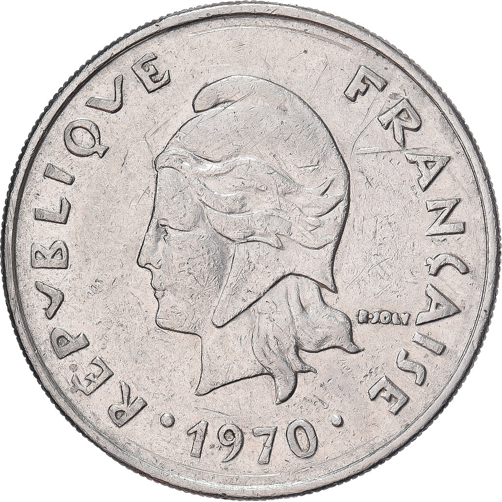 Munten, Nieuw -Caledonië, 20 Francs, 1970, Paris, ZF, Nickel, KM:6