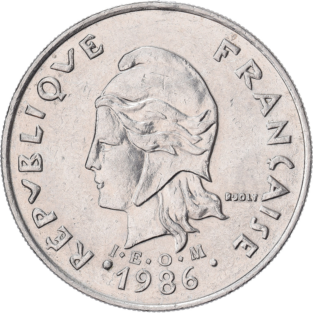 Moneta, Polinezja Francuska, 20 Francs, 1986, Paris, AU(50-53), Nikiel, KM:9