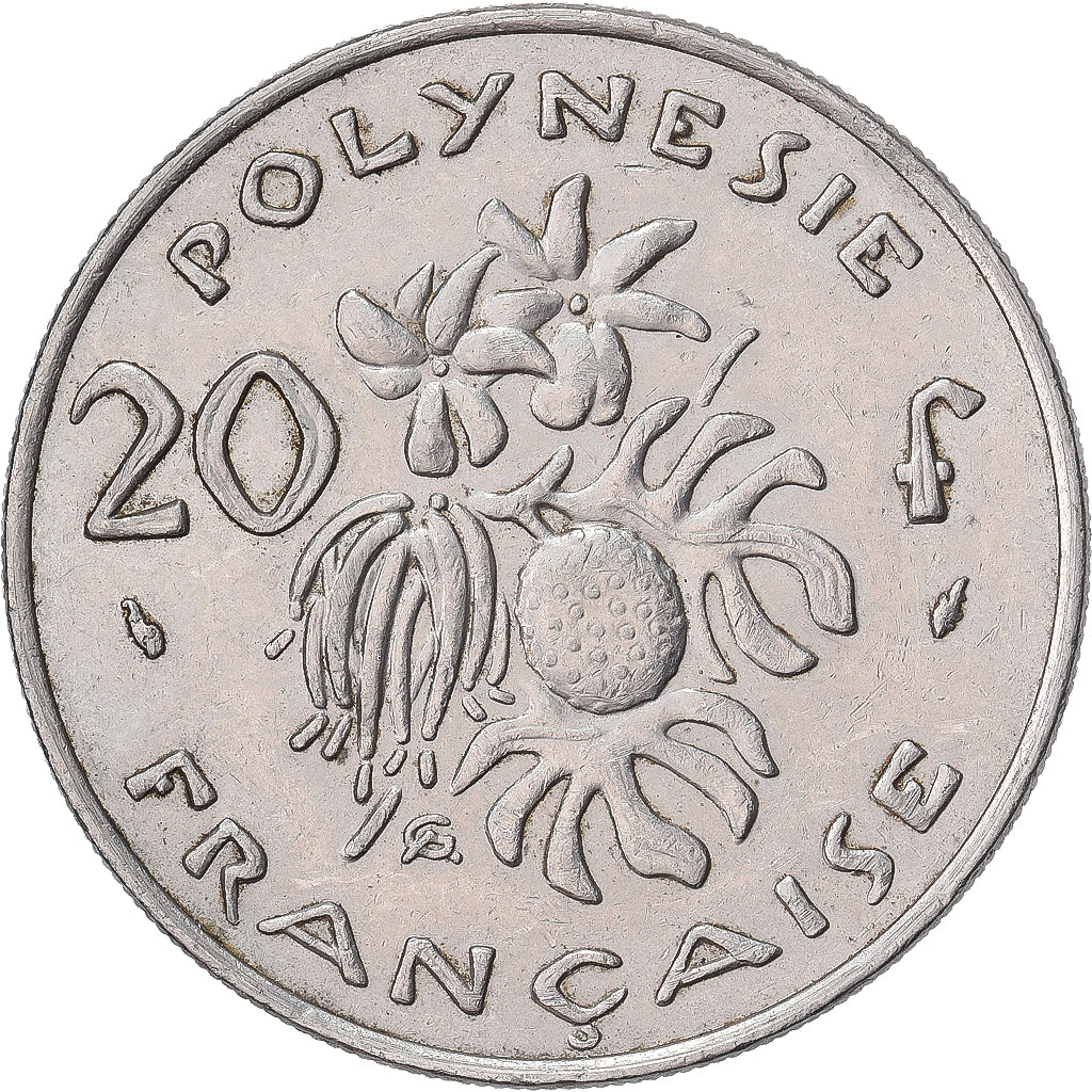 Moneta, Polinesia francese, 20 Francs, 1975, Paris, BB, Nichel, KM:9