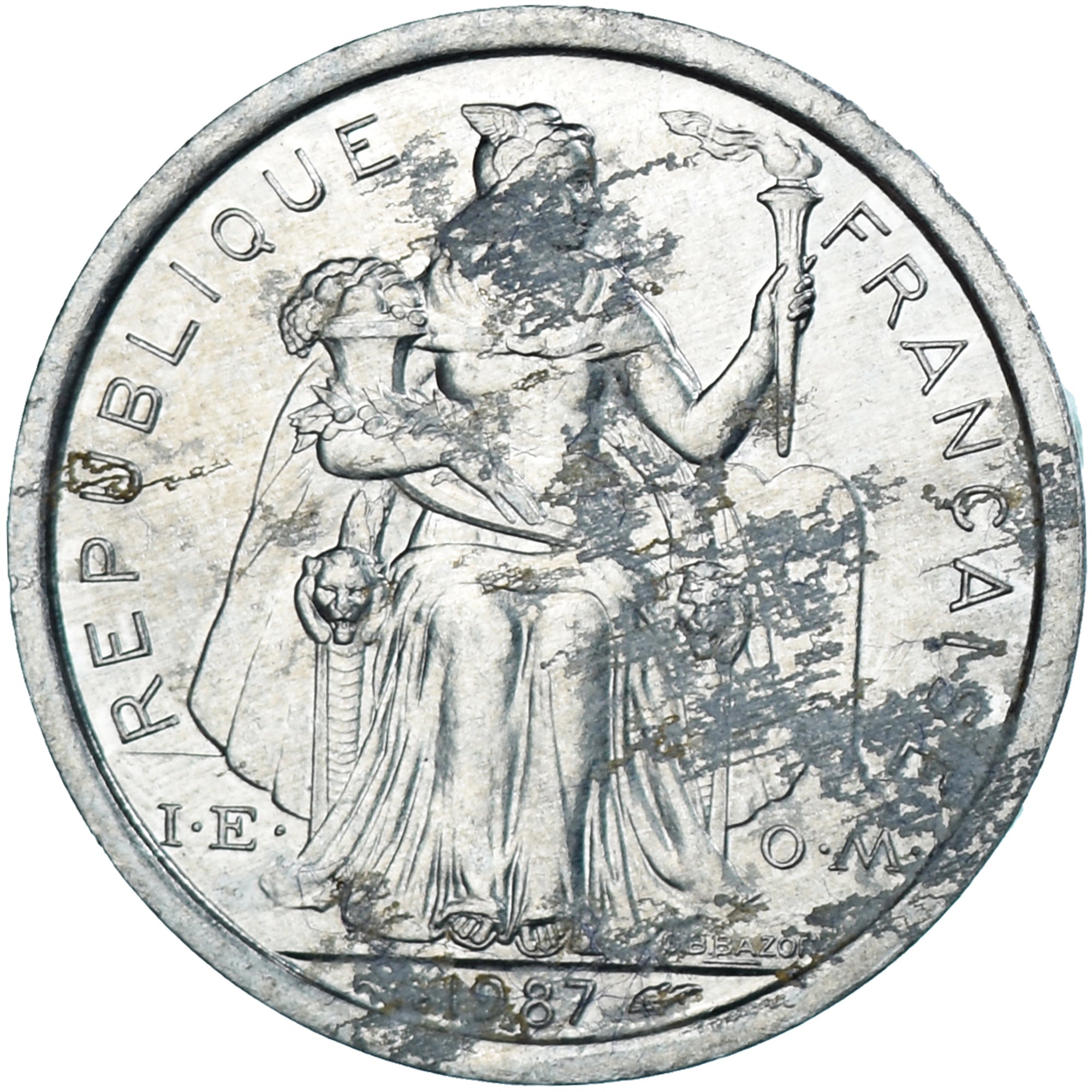 Coin, French Polynesia, Franc, 1987, Paris, VF(20-25), Aluminum, KM:11