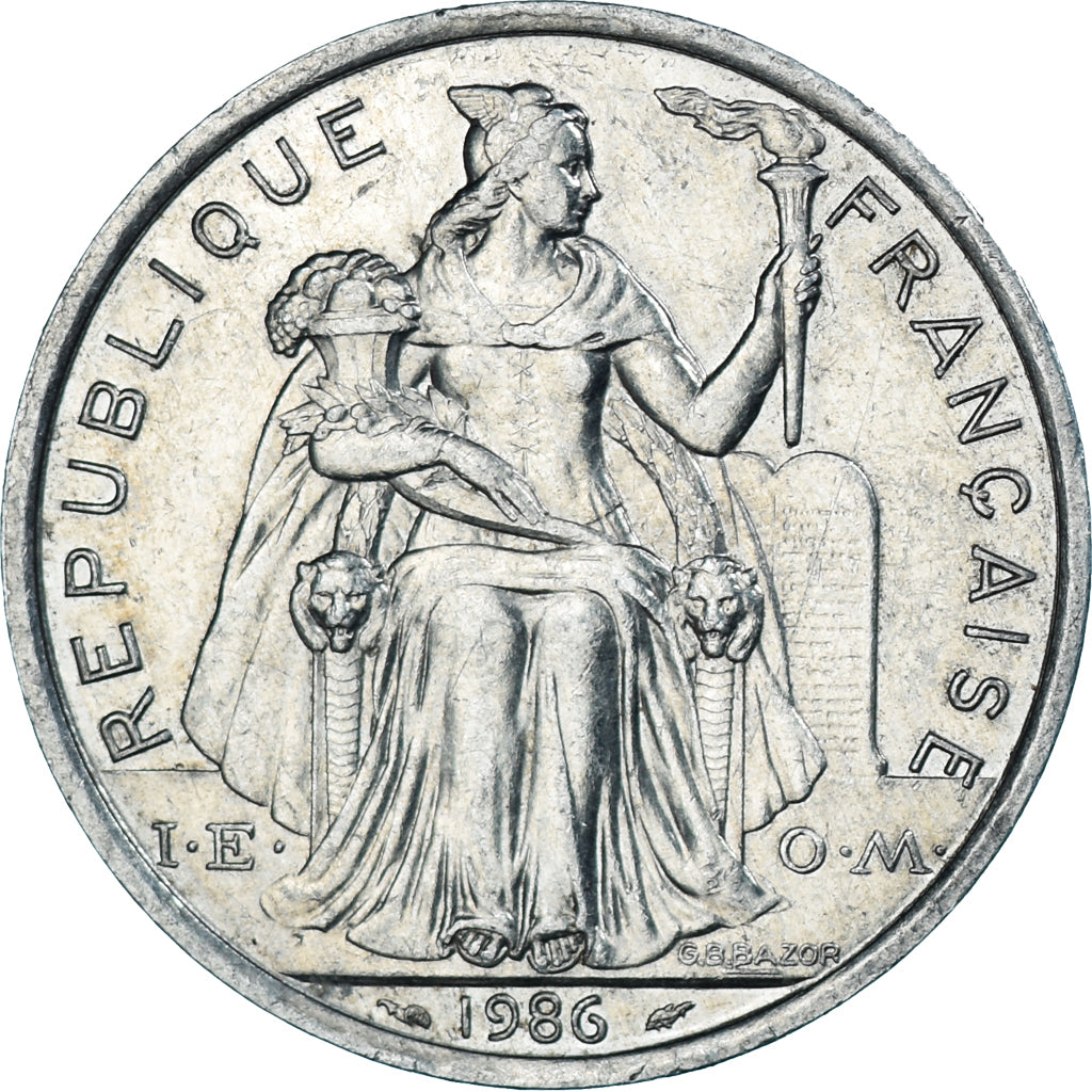 Coin, French Polynesia, 5 Francs, 1986, Paris, EF(40-45), Aluminum, KM:12
