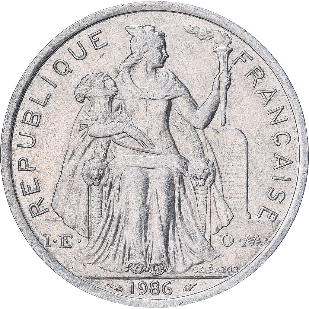 Moneta, Polinezja Francuska, 5 Francs, 1986, Paris, EF(40-45), Aluminium, KM:12