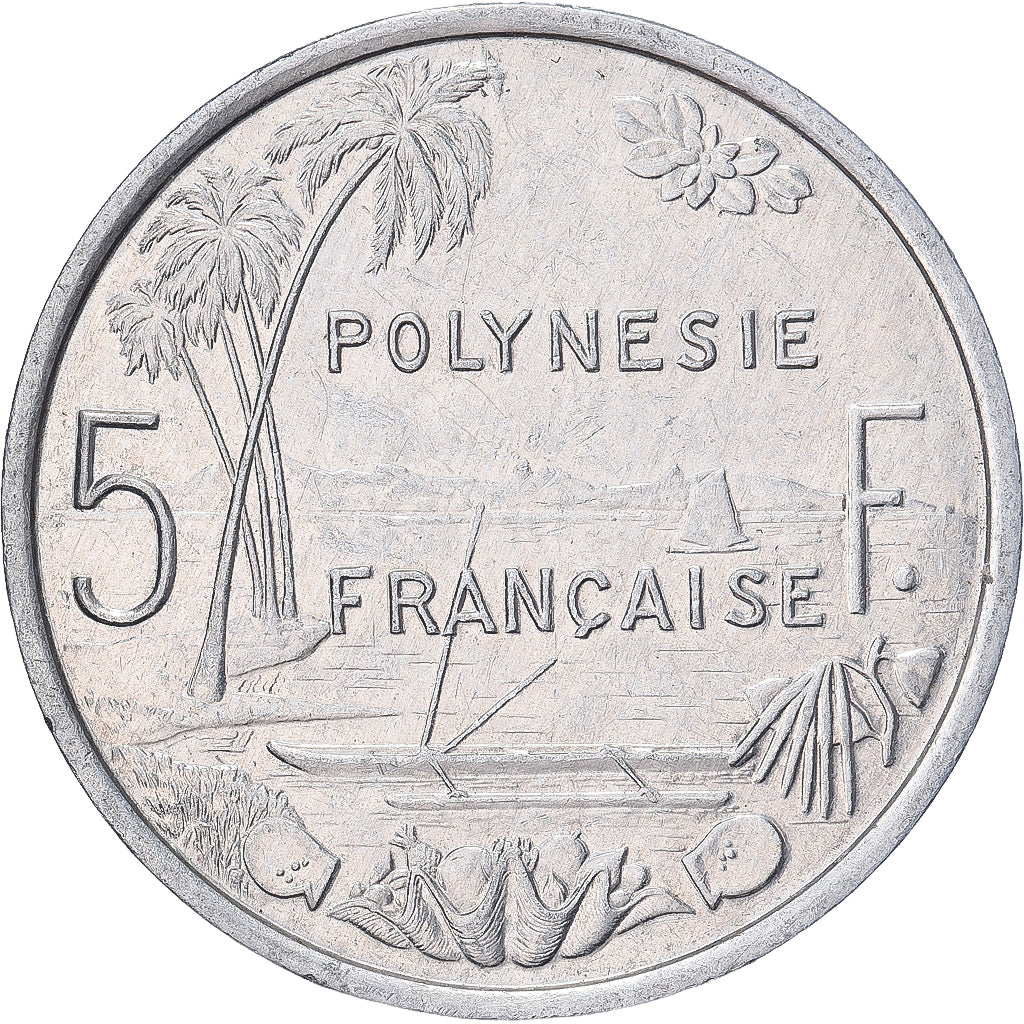 Moneta, Polinezja Francuska, 5 Francs, 1986, Paris, EF(40-45), Aluminium, KM:12