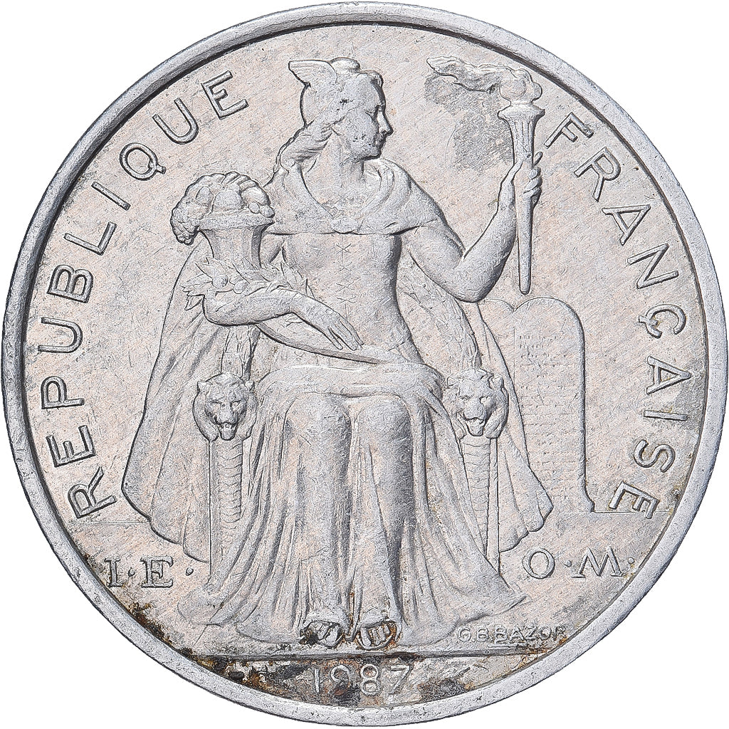 Monnaie, Polynésie française, 5 Francs, 1987, Paris, TTB, Aluminium, KM:12
