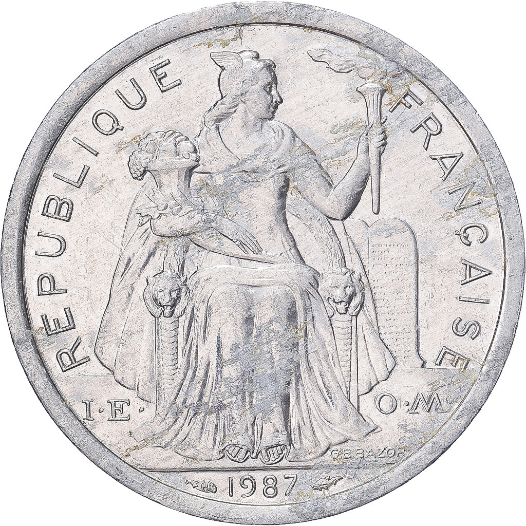 Monnaie, Polynésie française, 2 Francs, 1987, Paris, TTB+, Aluminium, KM:10