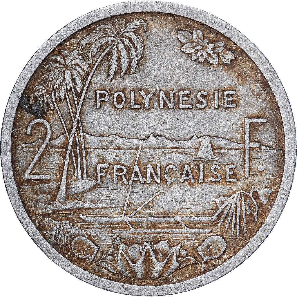 Moneta, Polinezja Francuska, 2 Francs, 1965, Paris, VF(20-25), Aluminium, KM:3
