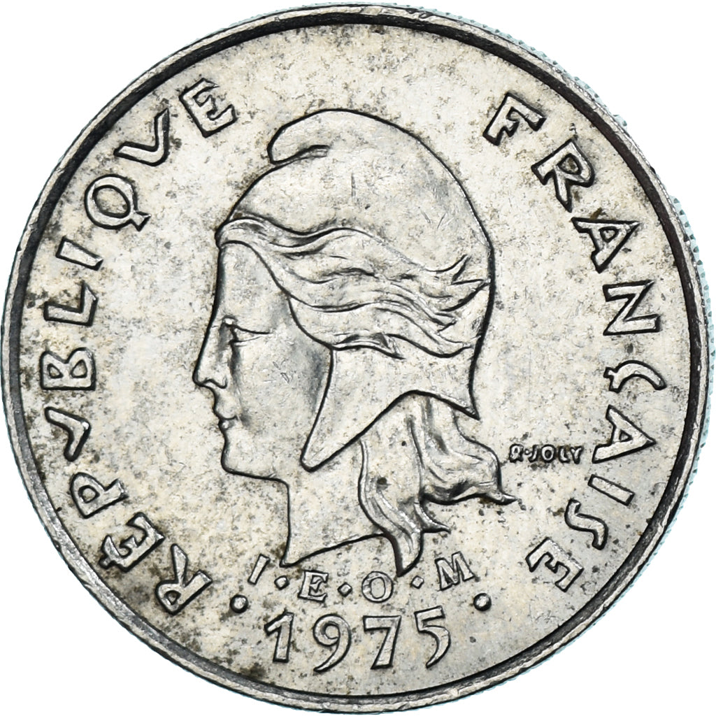 Moneda, Polinesia francesa, 10 Francs, 1975, Paris, MBC, Níquel, KM:8