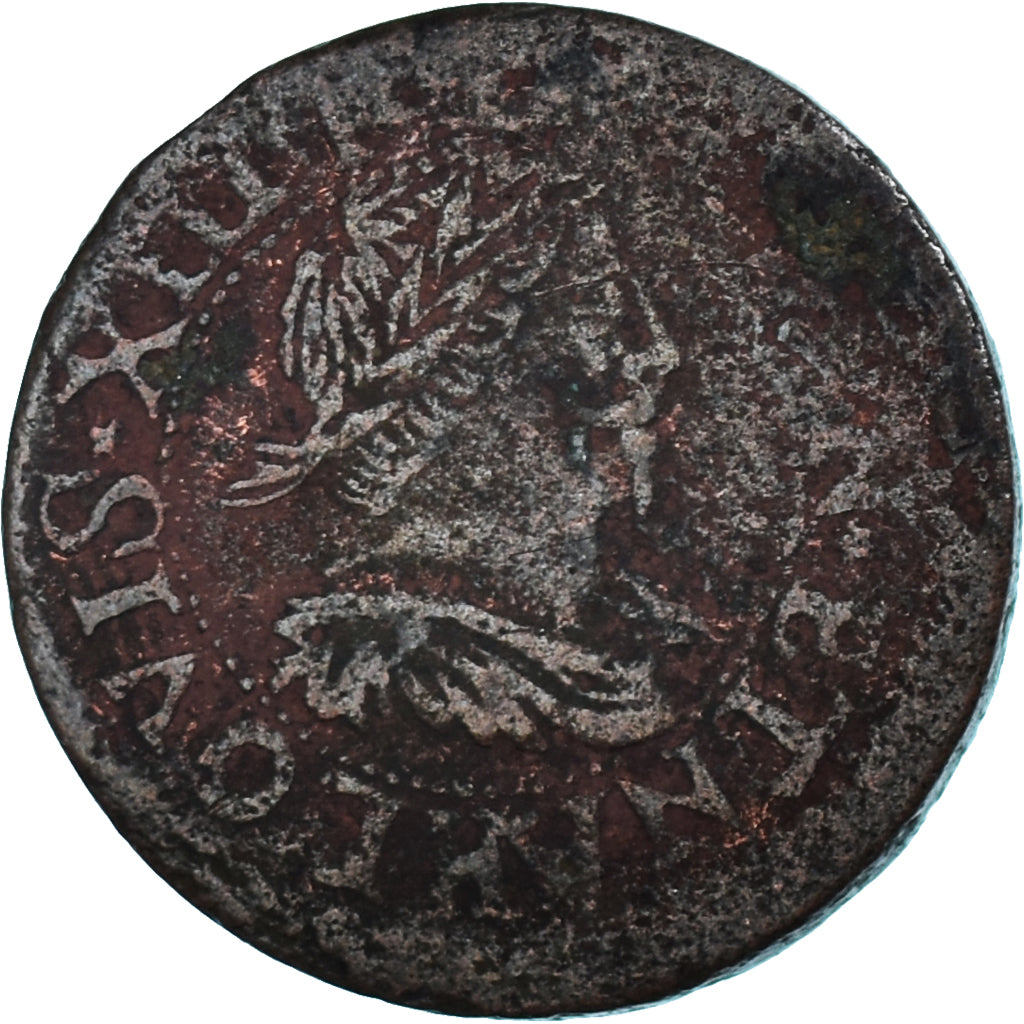 Munten, Frankrijk, Louis XIII, Double Tournois, 1639, Vallée du Rhône, ZG+