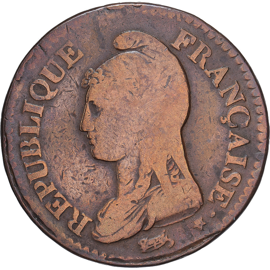 Moeda, França, Dupré, Decime, AN 5, Paris, VF(20-25), Bronze, KM:644.1