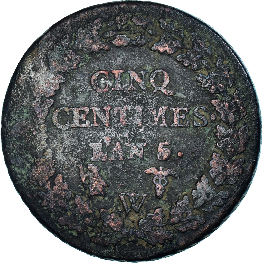 Coin, France, Dupré, 5 Centimes, AN 5, Lille, F(12-15), Bronze, KM:640.11