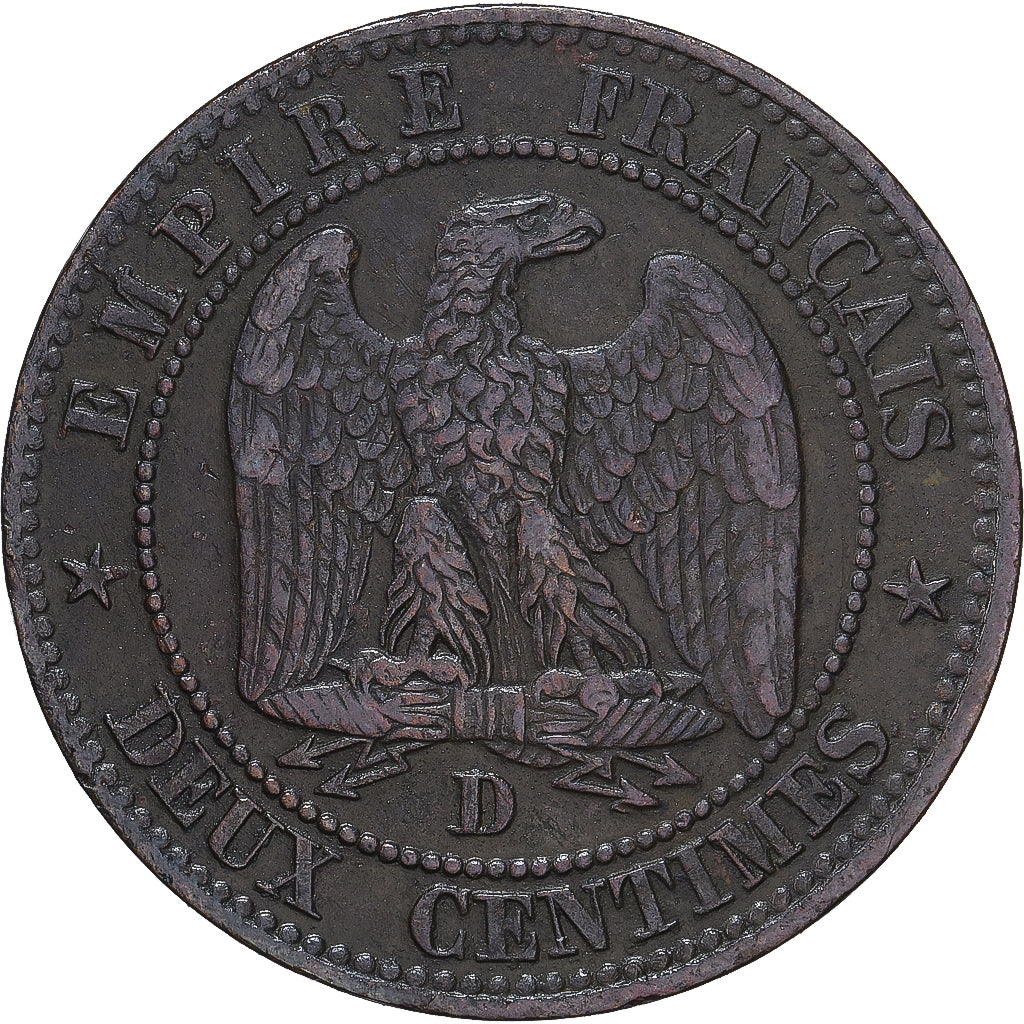Moneda, Francia, Napoleon III, Napoléon III, 2 Centimes, 1855, Lyon, BC+