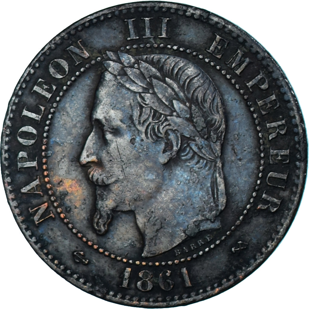 Moneda, Francia, Napoléon III, 2 Centimes, 1861, Bordeaux, BC+, Bronce