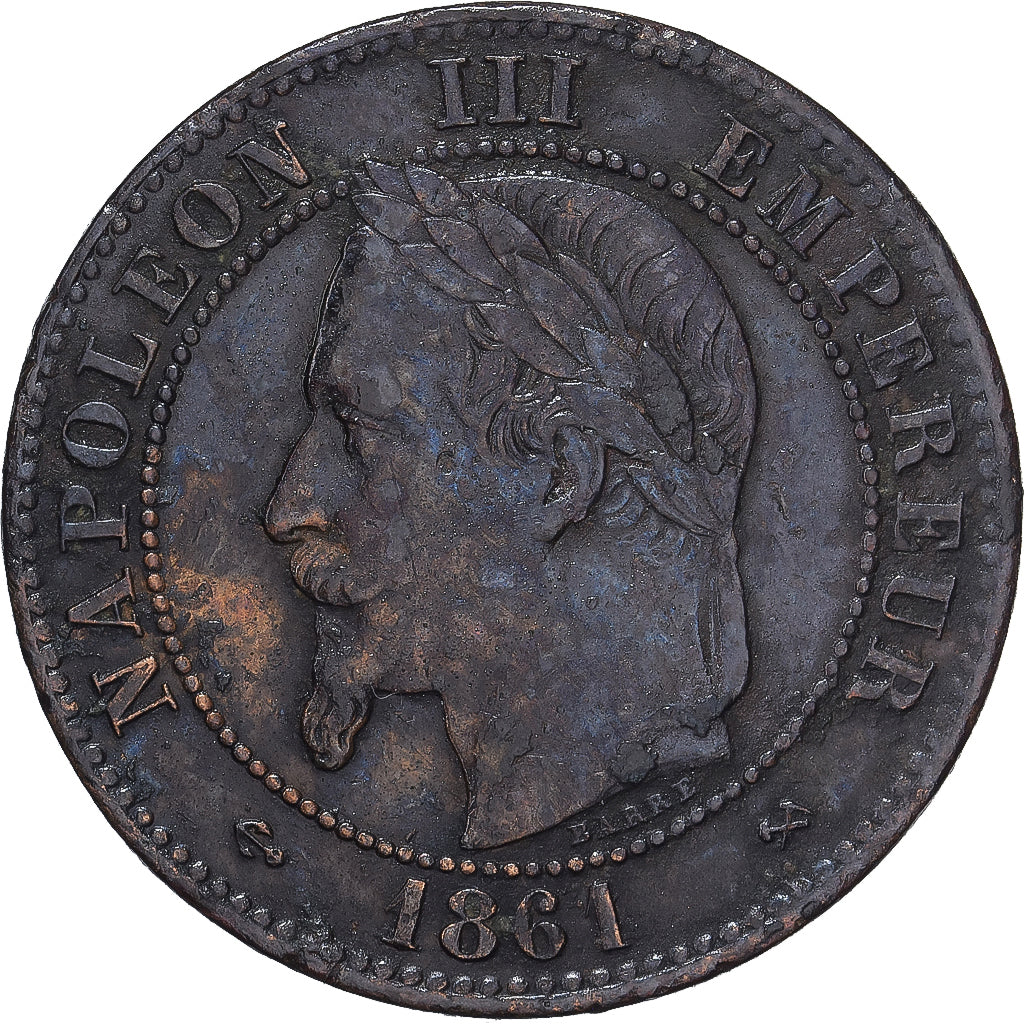 Moneda, Francia, Napoléon III, 2 Centimes, 1861, Bordeaux, BC+, Bronce