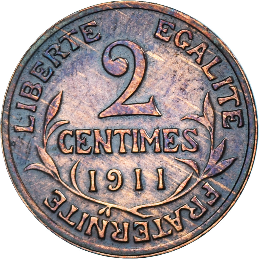 Moeda, França, Dupuis, 2 Centimes, 1911, Paris, VF(30-35), Bronze, KM:841