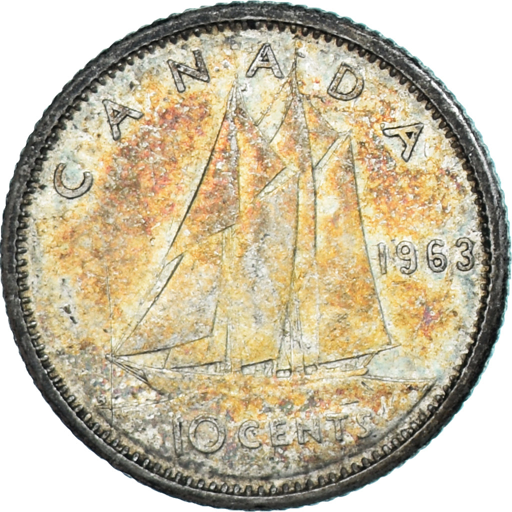 Moneta, Canada, Elizabeth II, 10 Cents, 1963, Royal Canadian Mint, Ottawa