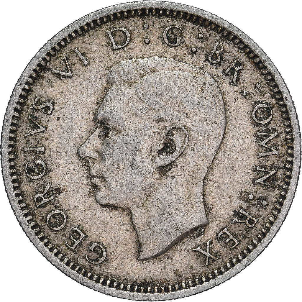 Coin, Great Britain, George VI, 6 Pence, 1951, VF(20-25), Copper-nickel, KM:875