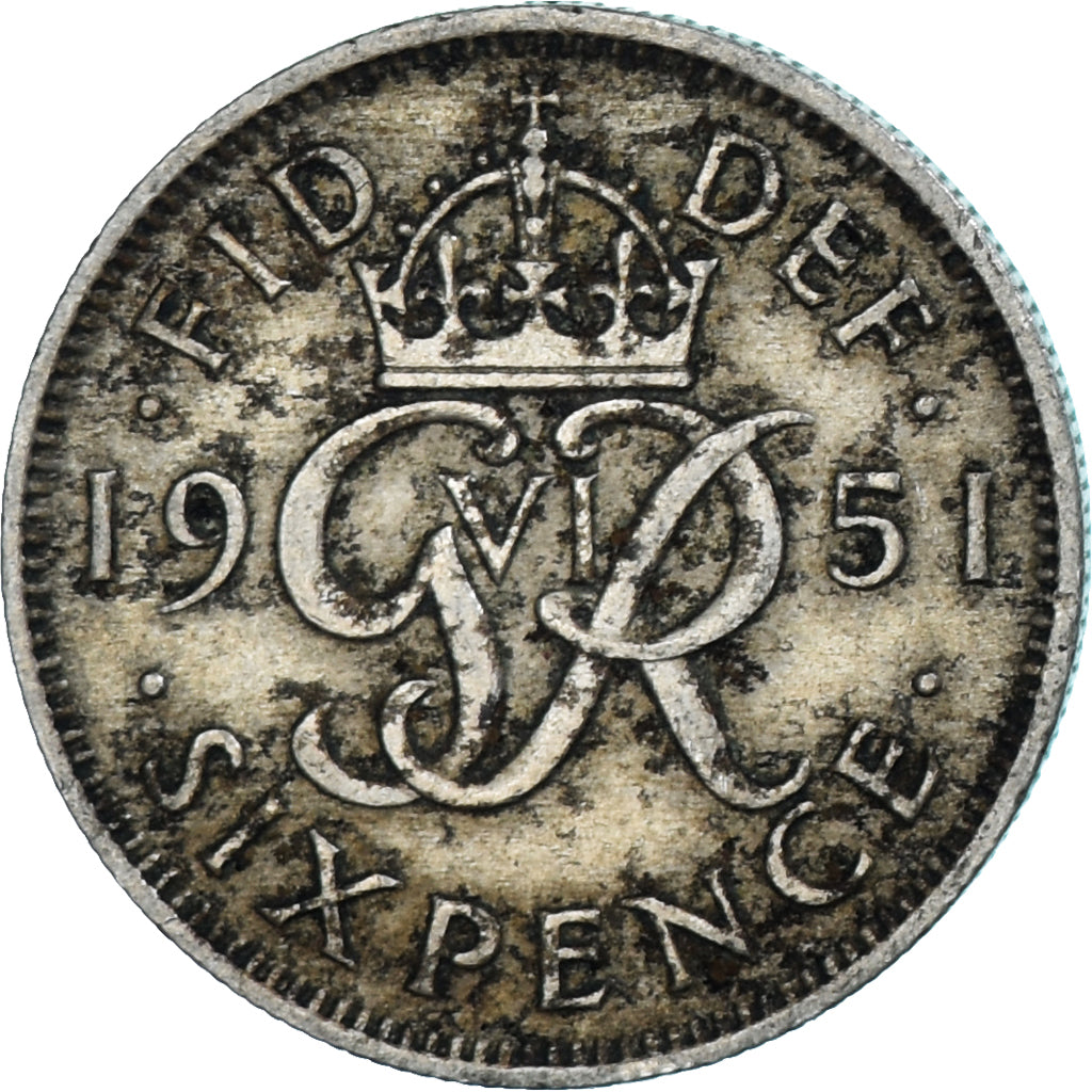 Monnaie, Grande-Bretagne, George VI, 6 Pence, 1951, TB, Cupro-nickel, KM:875