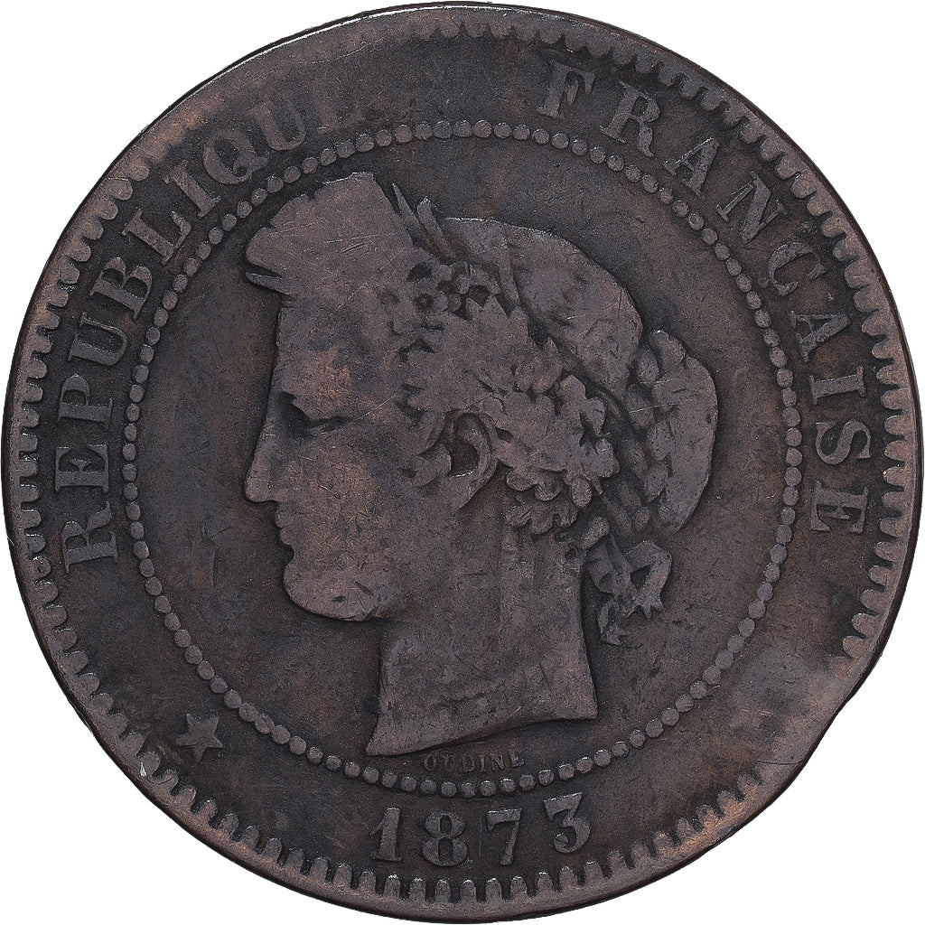 Coin, France, Cérès, 10 Centimes, 1873, Bordeaux, F(12-15), Bronze, KM:815.2