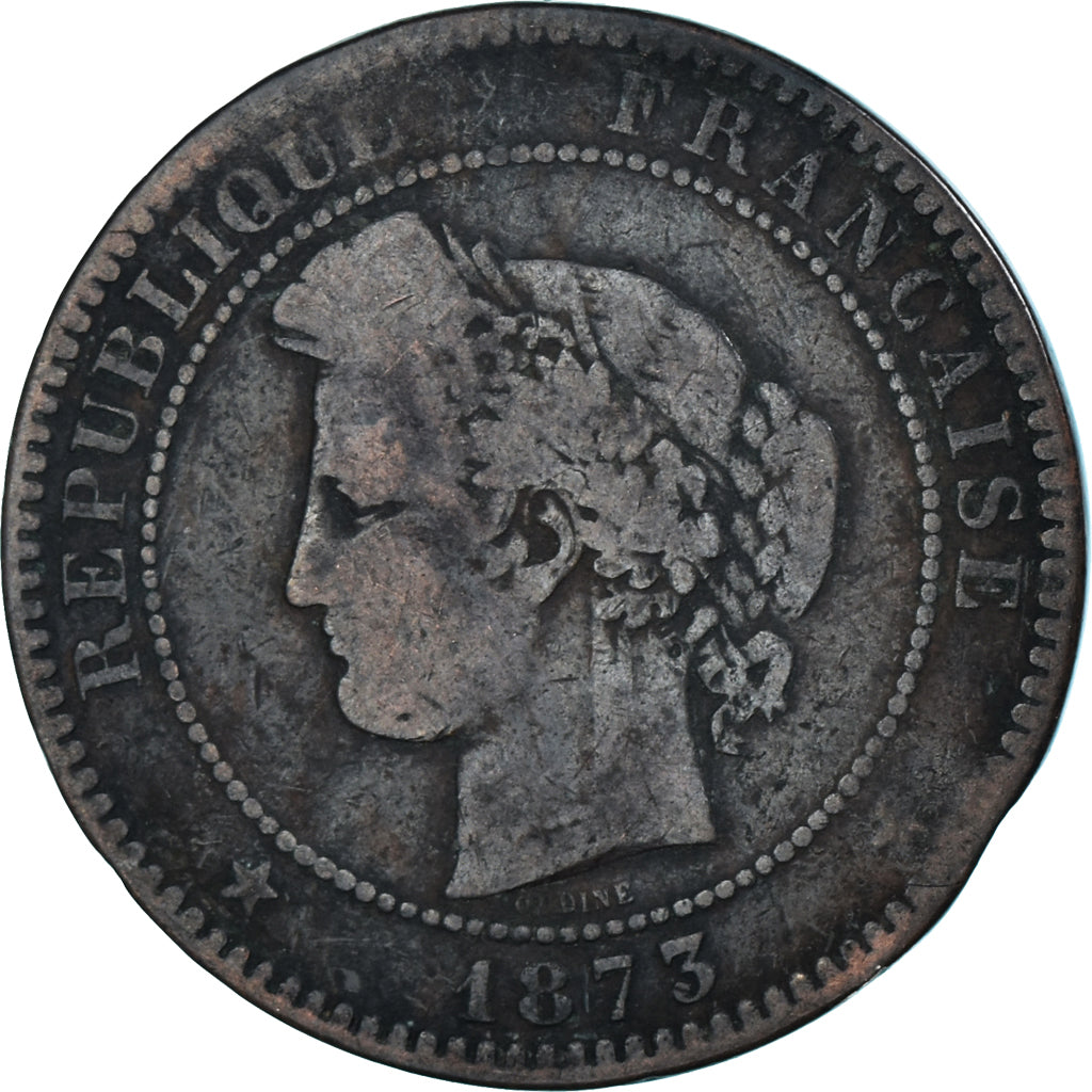 Monnaie, France, Cérès, 10 Centimes, 1873, Bordeaux, B+, Bronze, Gadoury:265a