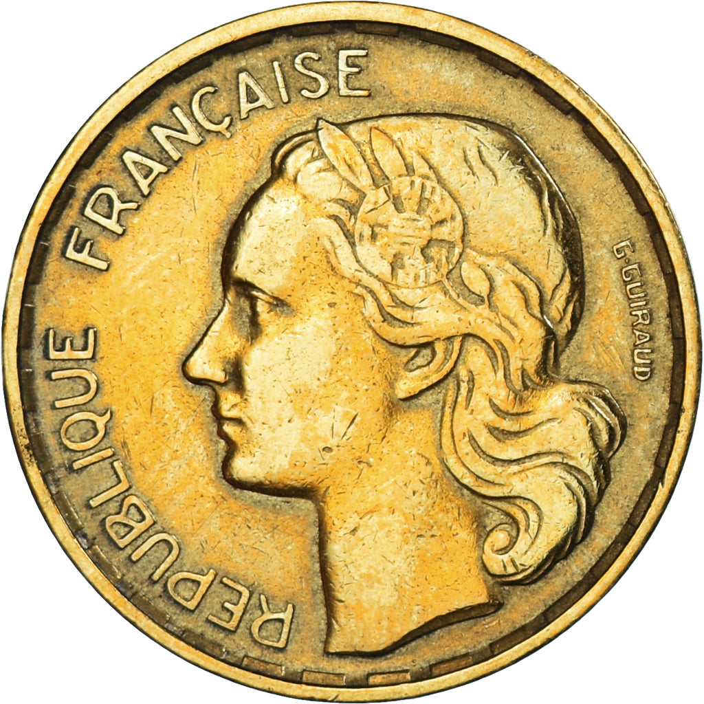 Moeda, França, Guiraud, 20 Francs, 1951, Paris, EF(40-45), Alumínio-Bronze
