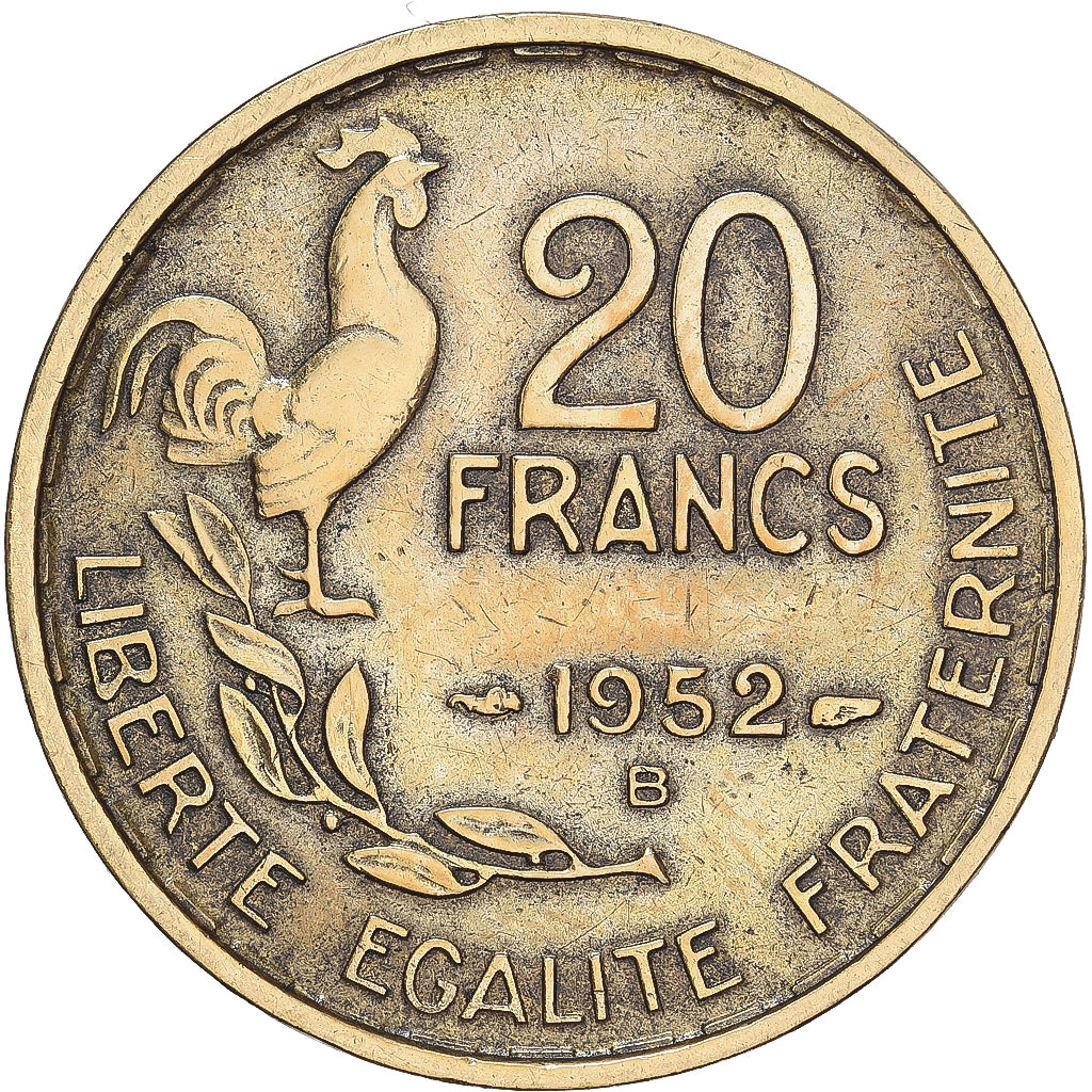 Coin, France, Guiraud, 20 Francs, 1952, Beaumont - Le Roger, VF(30-35)