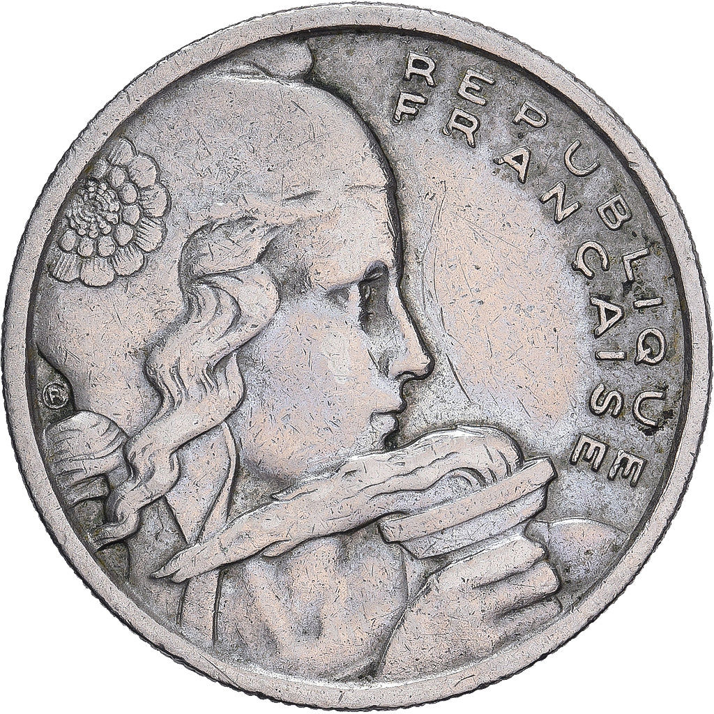 Moneda, Francia, Cochet, 100 Francs, 1955, Beaumont - Le Roger, BC+, Cobre -