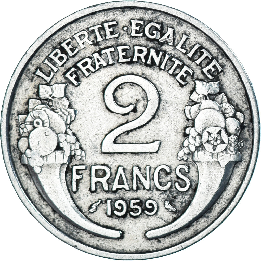 Coin, France, Morlon, 2 Francs, 1959, Paris, VF(30-35), Aluminum, KM:886a.1