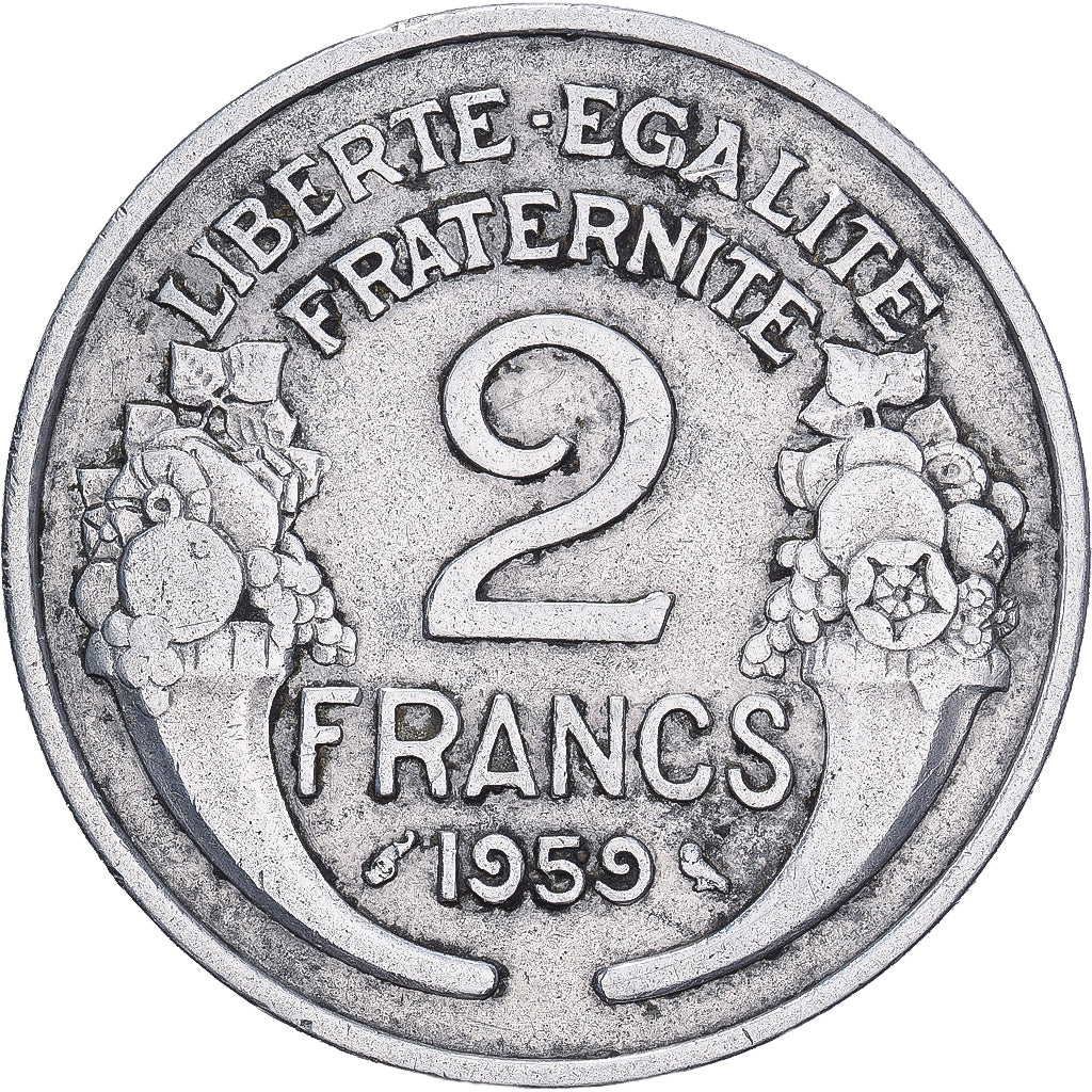 Coin, France, Morlon, 2 Francs, 1959, Paris, VF(30-35), Aluminum, KM:886a.1
