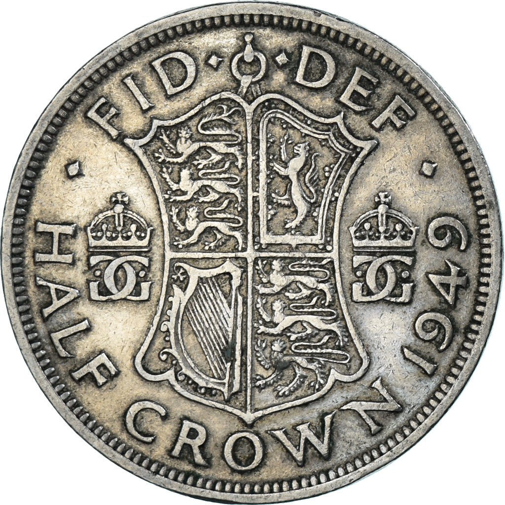 Moeda, Grã-Bretanha, George VI, 1/2 Crown, 1949, VF(30-35), Cobre-níquel