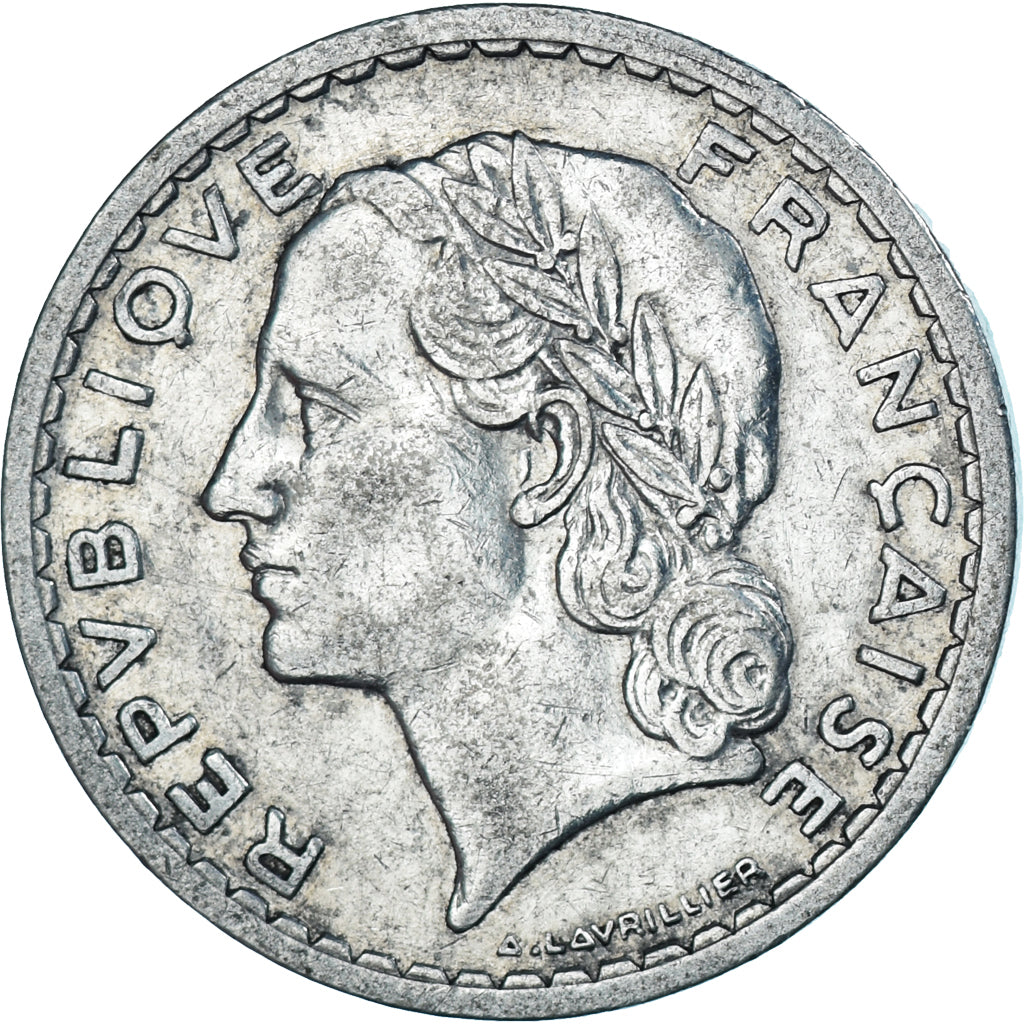 Moneta, Francja, Lavrillier, 5 Francs, 1946, Paris, EF(40-45), Aluminium
