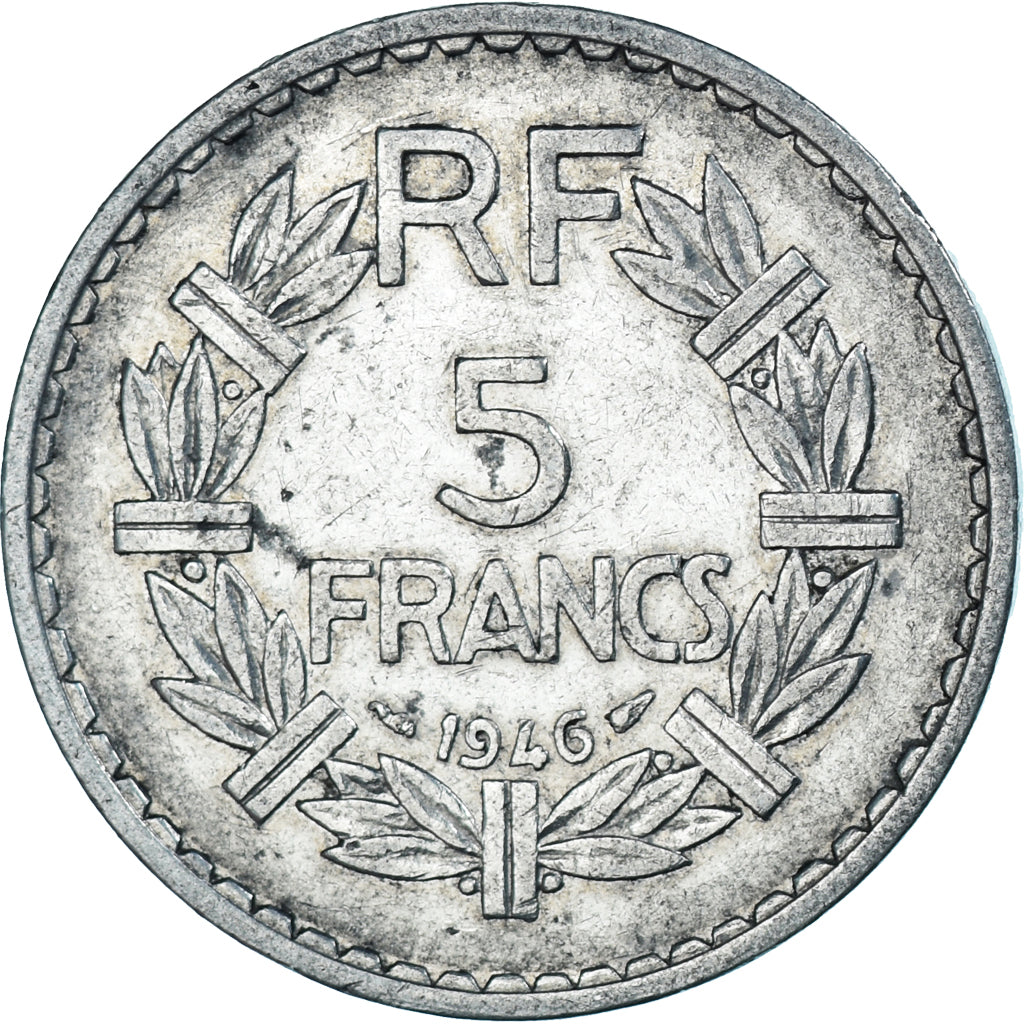 Moneta, Francja, Lavrillier, 5 Francs, 1946, Paris, EF(40-45), Aluminium