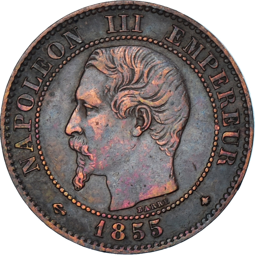 Moneda, Francia, Napoleon III, Napoléon III, 2 Centimes, 1855, Strasbourg